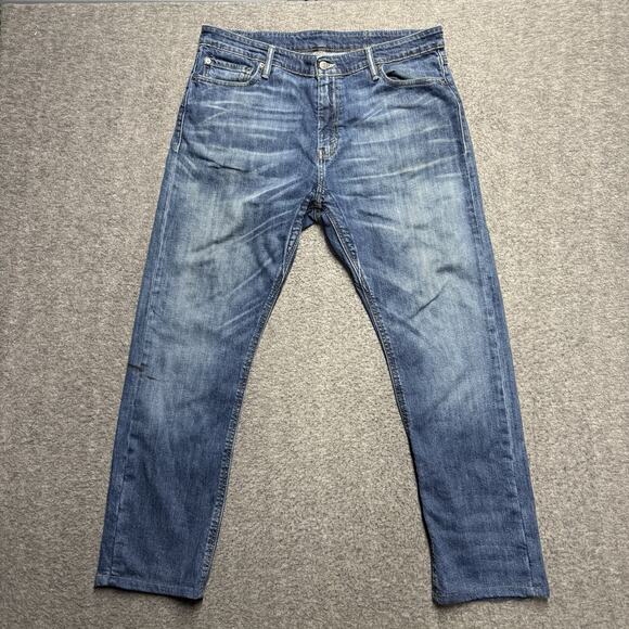 Levis 504 Commuter Jeans Mens 36x29* Blue Cycling Reflective Faded Reinforced - Picture 1 of 14